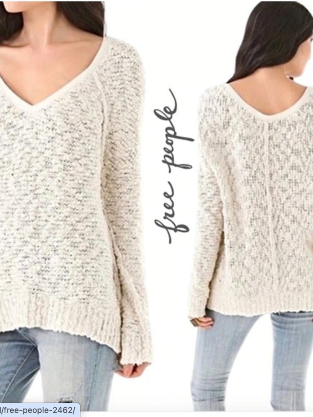 NWOT FREE PEOPLE Songbird Nubby Chunky Oversized V-Neck Sweater xs